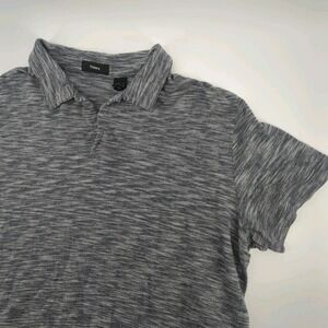 Theory Polo‎ Shirt Mens XL Slim Fit Heathered Gray Short Sleeve Blend Stretch